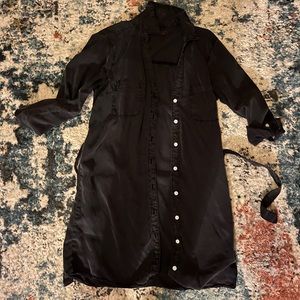 Abercrombie & Fitch Black 3/4 Sleeve Button Up Dress with belt